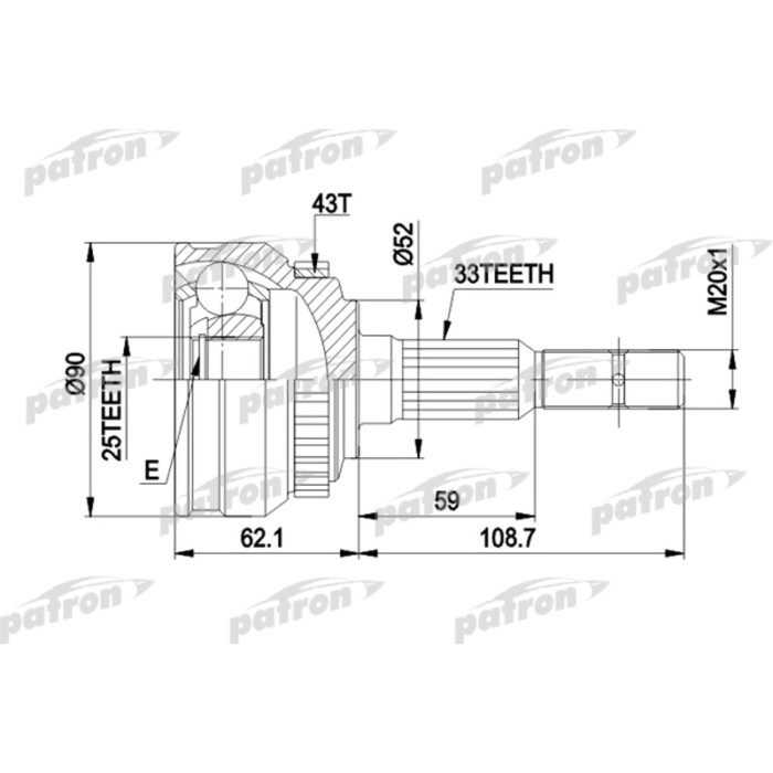 Шрус наружный Patron PCV1052