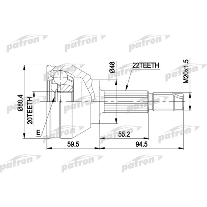 Шрус наружный Patron PCV1055