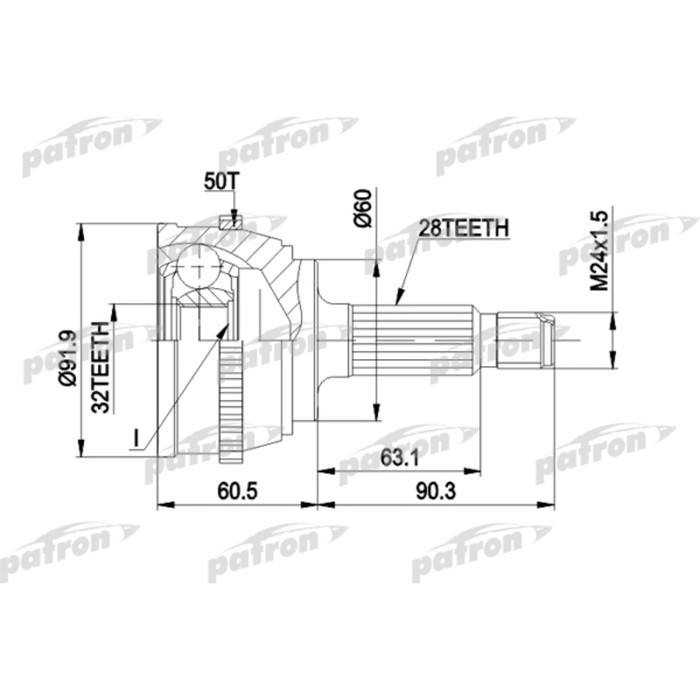 Шрус наружный Patron PCV1284