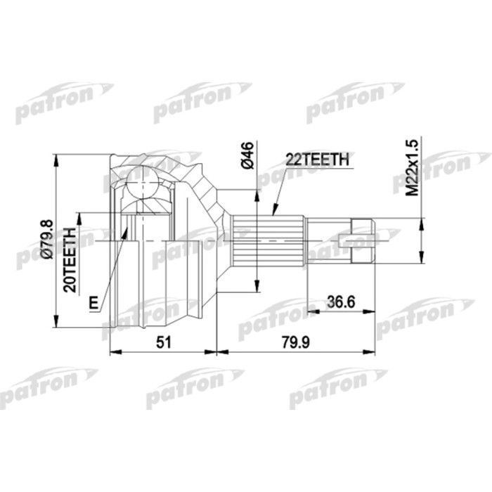 Шрус наружный Patron PCV1013