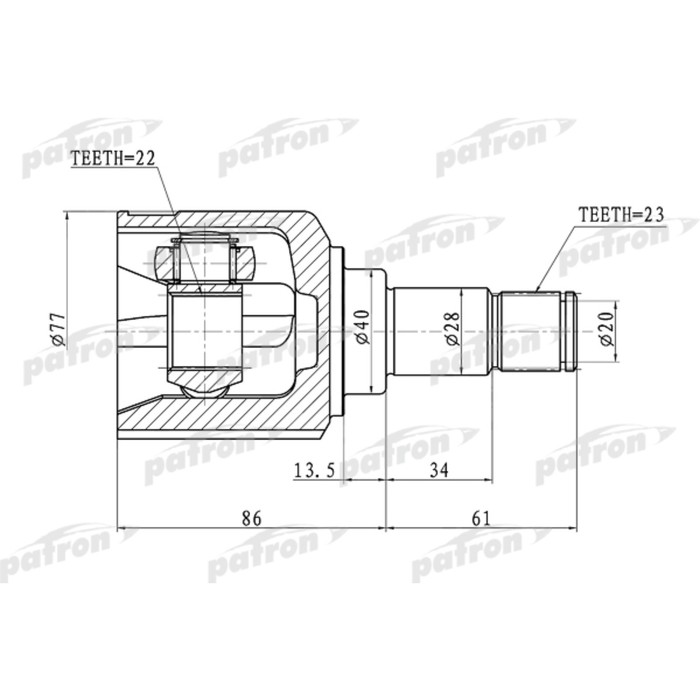 Шрус внутренний Patron PCV1071