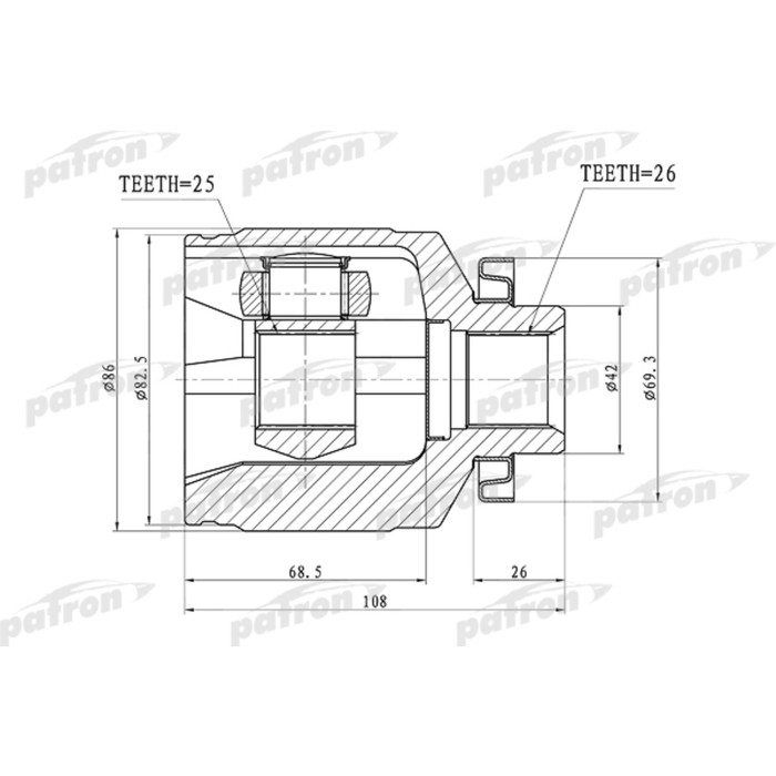 Шрус внутренний Patron PCV1353