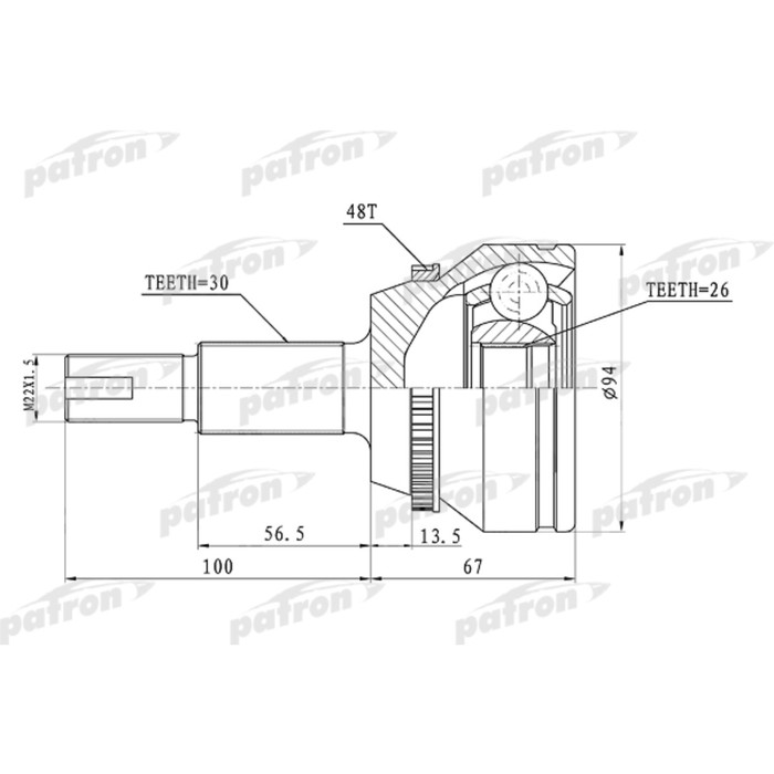 Шрус наружный Patron PCV1436