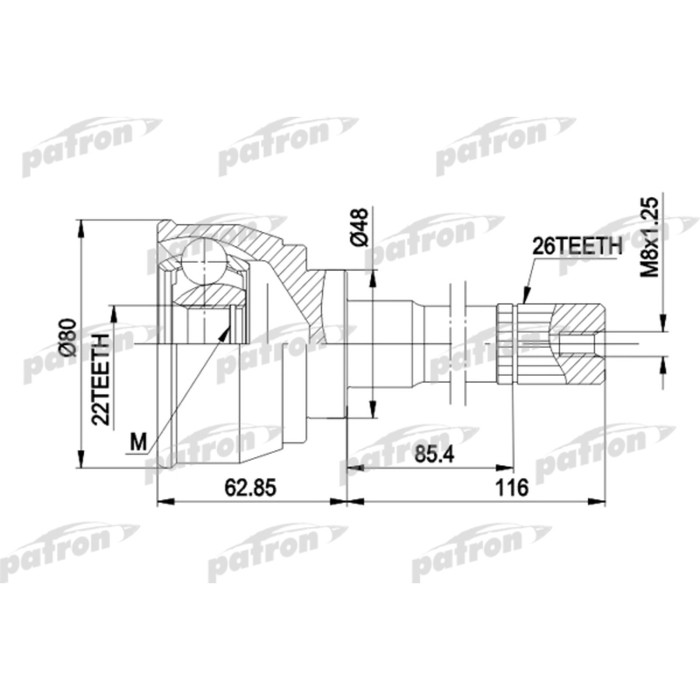 Шрус наружный Patron PCV1380