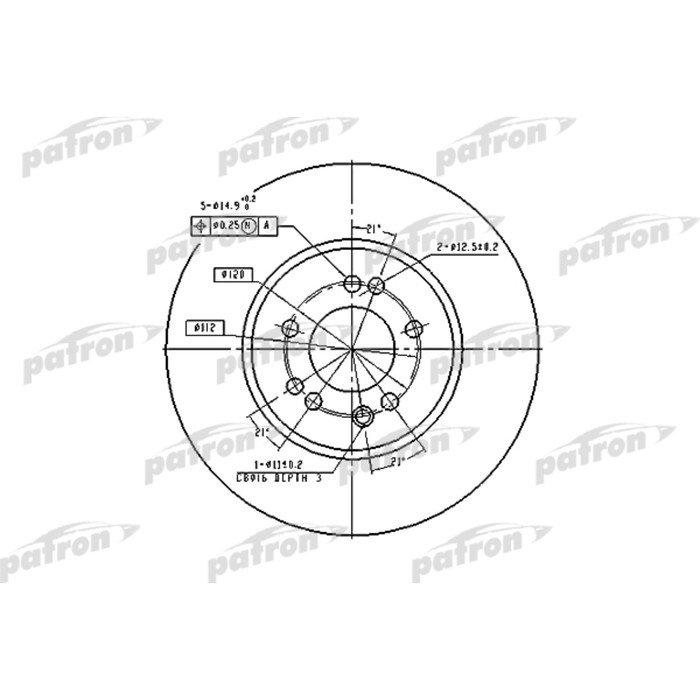 Диск тормозной Patron PBD1585