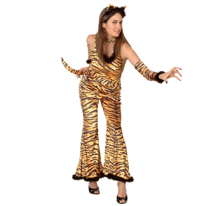 Carnav costume adult Tigress, 4 PR, comb, headband, choker, tail, p-P44-48