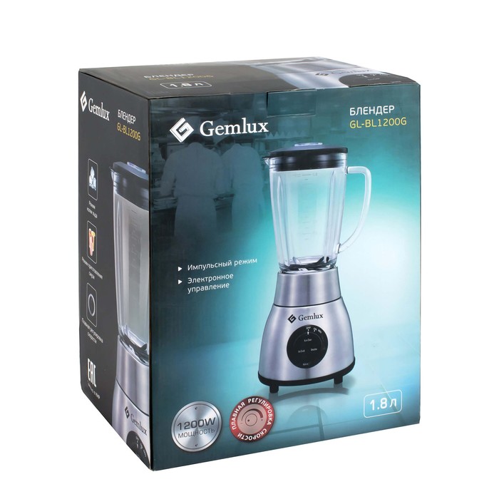 Блендер Gemlux GL-BL1200G, стационарный, 1200 Вт, 1.8 л, регулировка скорости, 3 доп.режима 2803439 - фото 42617