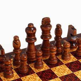 Chess "Dark red classics" (Board, wood 25x25 cm, of a shape tree, king h=8 cm)