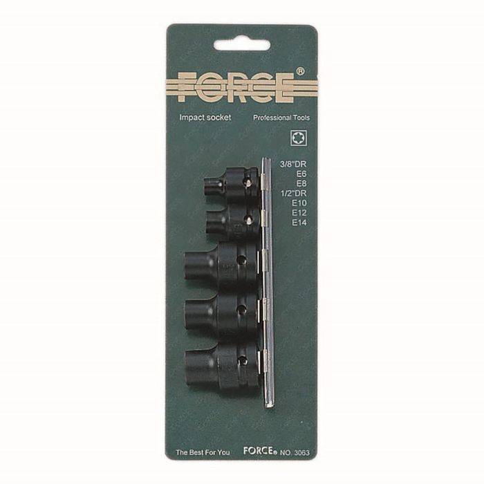 Набор головок TORX FORCE F-3063, Е8-E14 3/8&quot; ударных 5 предметов на блистере