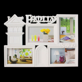 Plastic photo frame for 4 photos 10x15 cm "full House" white 40x28,5 cm