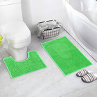 Набор ковриков для ванной и туалета Доляна «Букли», 2 шт: 40×50, 50×80 см цвет зелёный - фото 904974