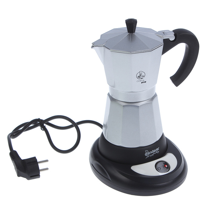 Кофеварка гейзерная электрическая Endever Costa-1010, 480 Вт, 0.3 л, серый