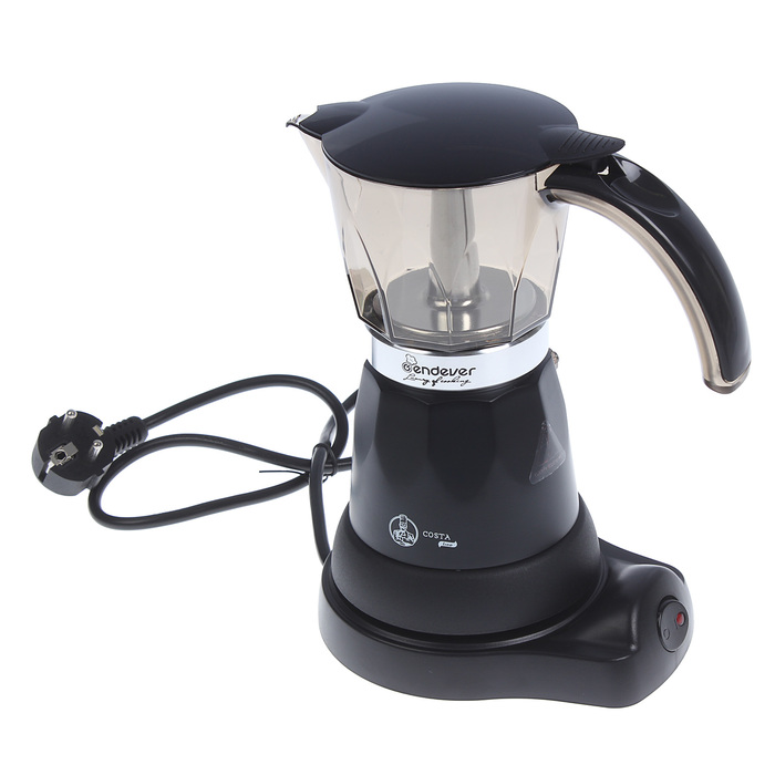 Кофеварка гейзерная электрическая Endever Costa-1020, 480 Вт, 0.3 л, черный