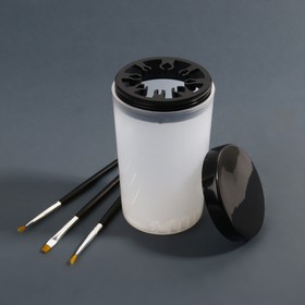 A container for cleaning and storing brushes, with holder and lid, 200 ml, colour transparent/black