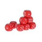 Dice 1.6x1.6 cm, wood, red with white dots, packing 100 PCs