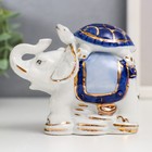 Нэцкэ керамика "Слон с черепахой" голубой h=9,5х10 см - фото 40154