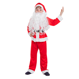 Детский карнавальный костюм "Санта-Клаус", колпак, куртка, штаны, борода, р-р 32, рост 122-128 см в Донецке
