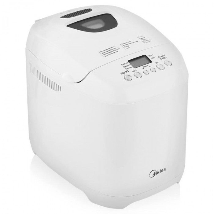 Хлебопечь Midea BM-210BC-W, 580 Вт, 3 степени пропекания, белый