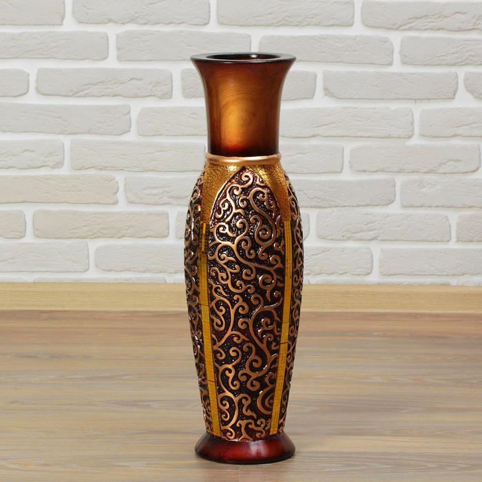 Ваза керамика напольная "Версаль" кружева, 60 см, коричневый - фото 940556