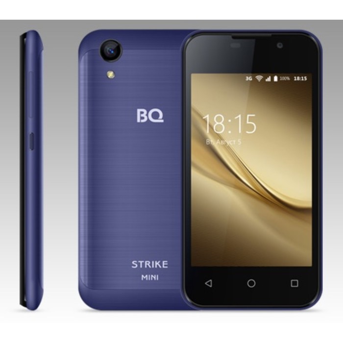 Смартфон BQ S-4072 Strike Mini Dark Blue Brushed 2sim, 4,0&quot;TN,800*480,8Gb,1Gb,5Mp+2Mp   28541