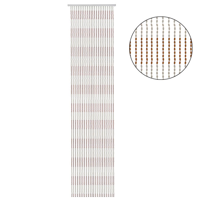 Занавеска пластик 90х175 см &quot;Кофейные зерна&quot; 24 нити, цвет коричневый