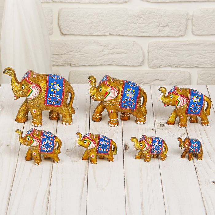 Семь слоников. Набор слоников. Сувенир семь слонов. Фигурка Слоник. Индийский слон сувенир.
