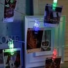 Гирлянда «Нить» 5 м с насадками «Прищепки», IP20, прозрачная нить, 20 LED, свечение мульти (RG/RB), мигание, 220 В 2433909