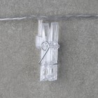 Гирлянда «Нить» 5 м с насадками «Прищепки», IP20, прозрачная нить, 20 LED, свечение мульти (RG/RB), мигание, 220 В 2433909