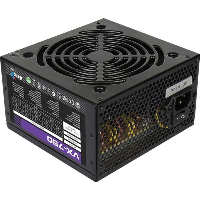 Блок питания Aerocool ATX 750W VX-750 (24+4+4pin) APFC 120mm fan 6xSATA RTL