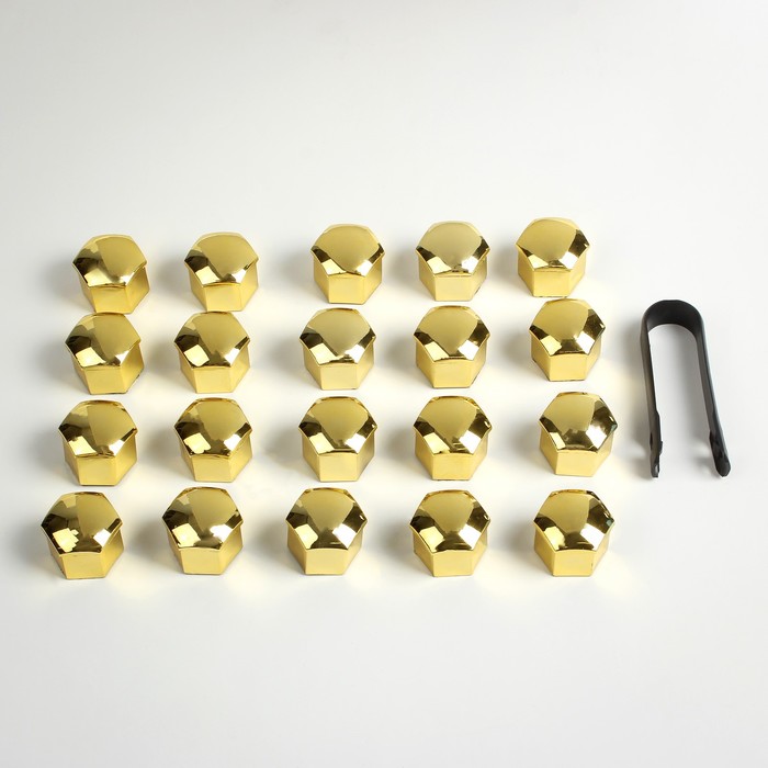 Колпачки на гайки и болты, хром золото, 21 мм, набор 20 шт.