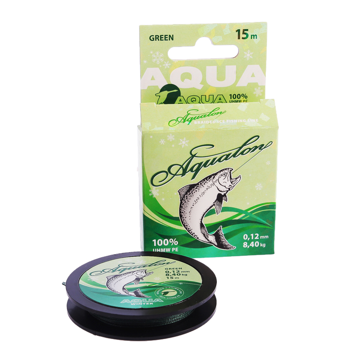 Леска плетёная Aqua Aqualon Dark-Green, 15 м, d=0,12 мм