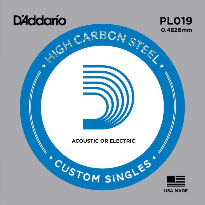 Отдельная струна D'Addario PL019 Plain Steel  без обмотки, сталь, .019,