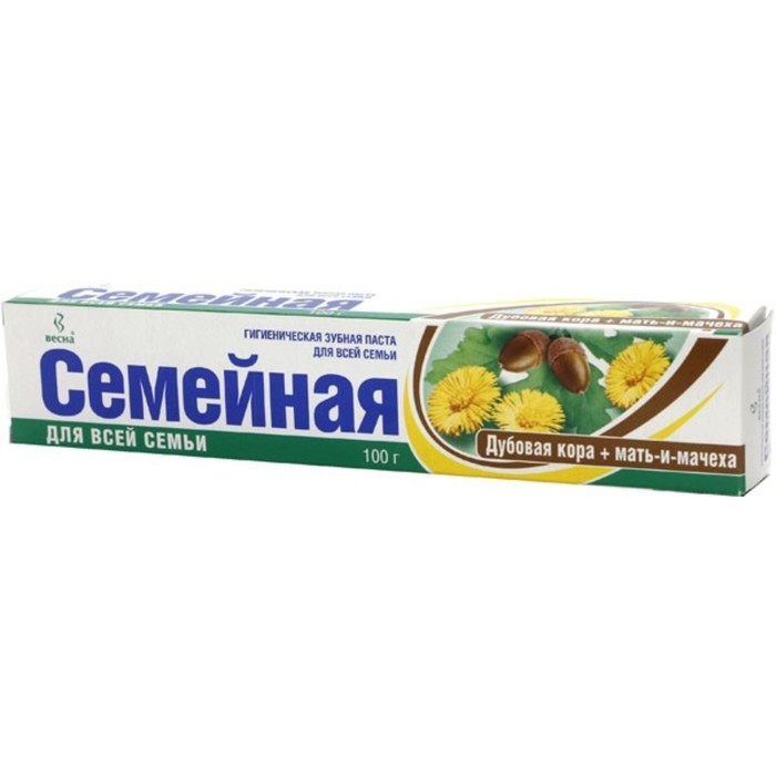 Зубная паста Весна &quot;Семейная&quot; Дубовая кора и мать-и-мачеха,в футляре,100г