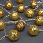 Гирлянда «Нить» 4 м с насадками «Шарик с узором», IP20, прозрачная нить, 20 LED, свечение тёплое белое, 8 режимов, 220 В 2388625