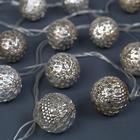 Гирлянда «Нить» 4 м с насадками «Шарик с узором», IP20, прозрачная нить, 20 LED, свечение белое, 8 режимов, 220 В 2388627