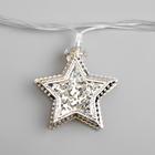 Гирлянда «Нить» 4 м с насадками «Звёздочка», IP20, прозрачная нить, 20 LED, свечение белое, 8 режимов, 220 В 2388653