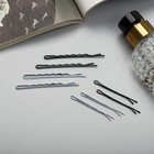 Невидимка для волос "Фермино" (набор 50 шт) 5 см и 6 см, чёрный белый (6 шт) - фото 802968643