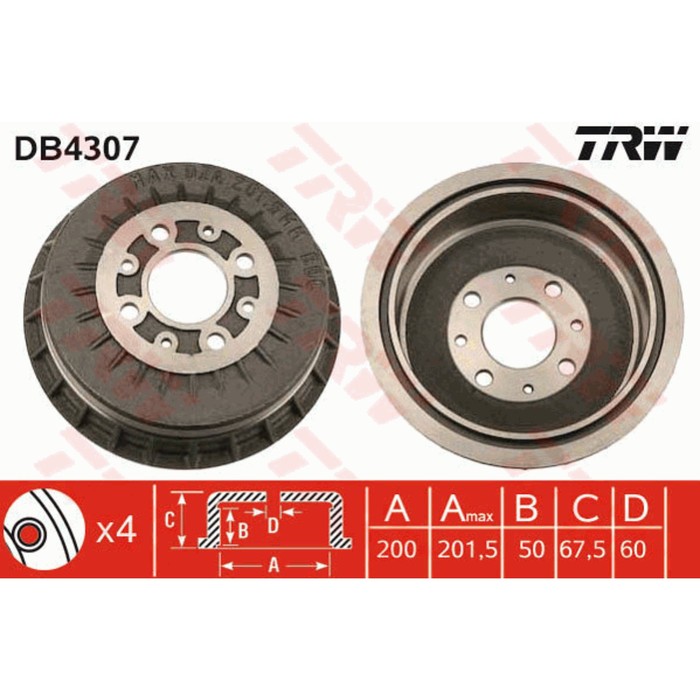 Барабан тормозной  TRW DB4307