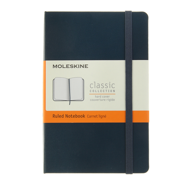 Блокнот 90х140 мм, 96 листов Moleskine Classic Pocket, твердая обложка, тонированный блок в линейку, синий