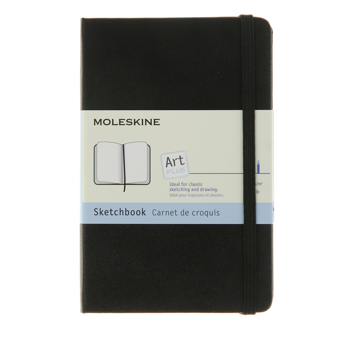 Блокнот для рисования 90х140 мм, 40 листов Moleskine Classic Sketchbook Pocket, картонная обложка, нелинованный блок, чёрный