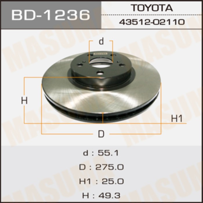 Диск тормозной MASUMA BD1236