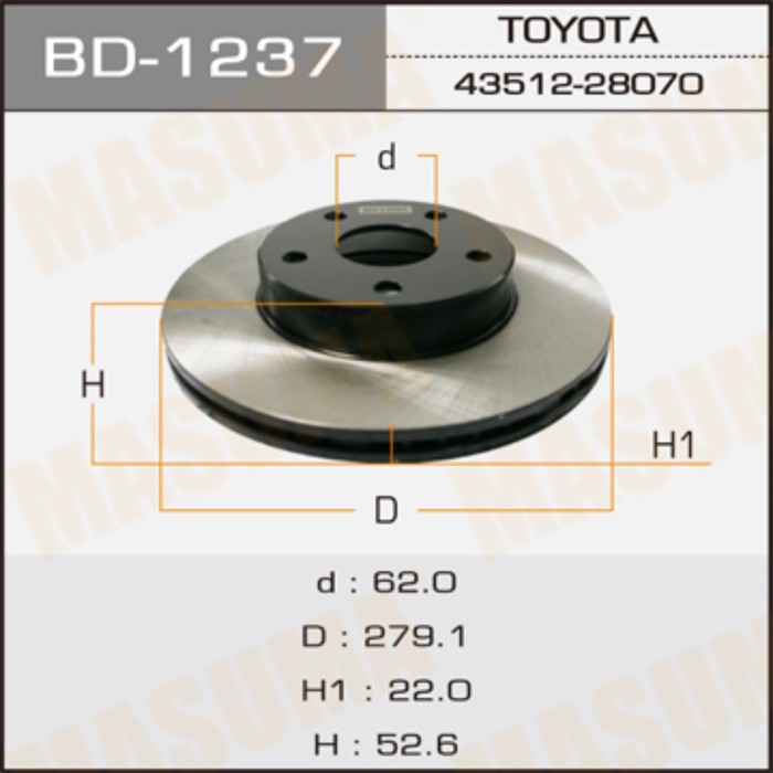 Диск тормозной MASUMA BD1237