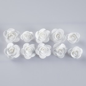 Набор цветов для  декора "Роза", из фоамирана, D= 3 см, 10 шт, белый