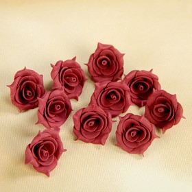 Набор цветов для  декора "Роза", из фоамирана, D= 3 см, 10 шт, МИКС, бордо