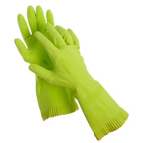 Перчатки резиновые с внутренним хлопковым напылением, размер L, пара, цвет зелёный