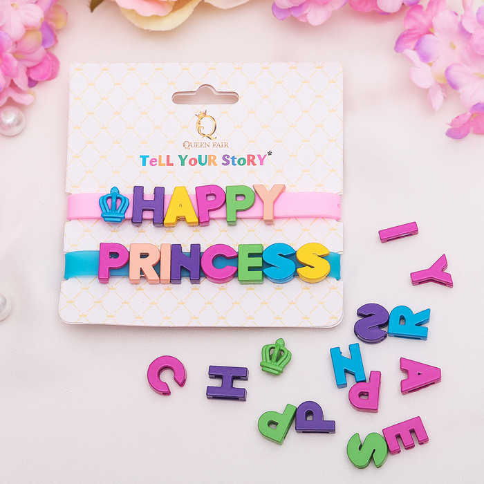 Браслеты-неразлучники Tell your Story PRINCESS HAPPY (набор 2шт) цвет МИКС