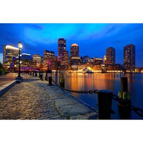 Фотообои "Ночная набережная в Бостоне" M 458 (4 полотна), 400х270 см