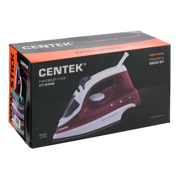 Утюг Centek CT-2349, 2200 Вт, керамическая подошва, 50 г/мин, 250 мл, красный 2868512 - фото 45877