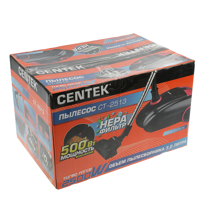 Пылесос Centek CT-2513, 2500 Вт, мощность всасывания 500Вт, черный 2868526 - фото 43034