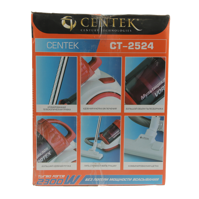 Пылесос Centek CT-2524, 2 300 Вт, мощность всасывания 420 Вт, бело-красный 2868531 - фото 42998